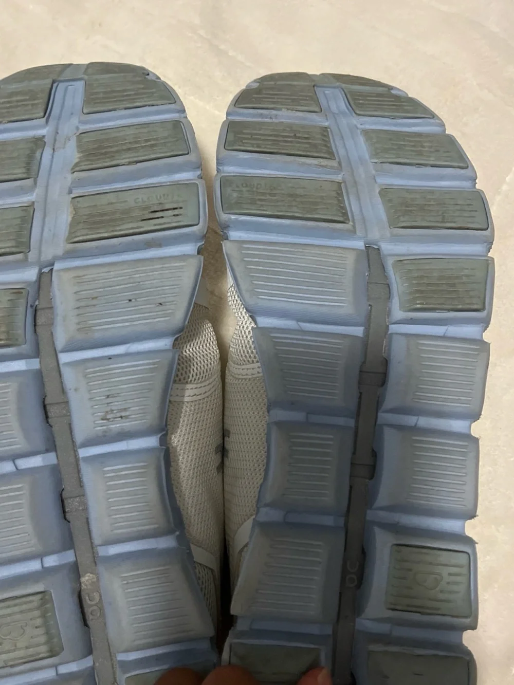 On Running Cloud Sneakers in White with Light Blue Sole
